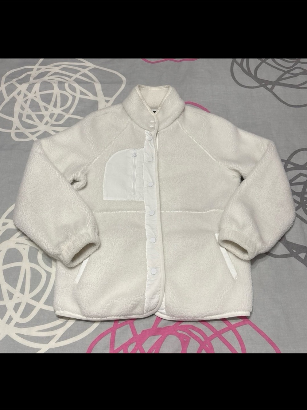 ZESICA White Sherpa Fleece Button Down Jacket